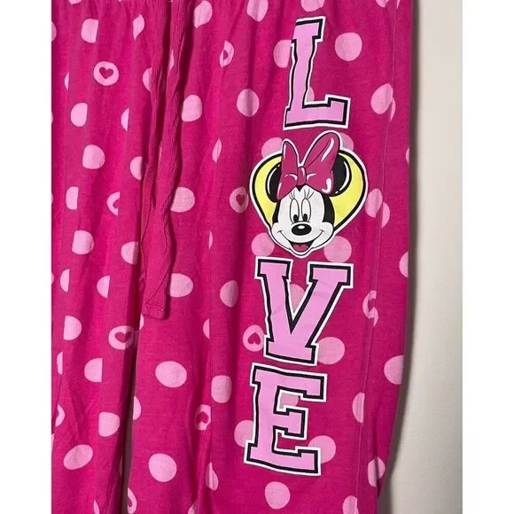 Disney Minnie Mouse Women's Pink Polka Dot Pajama Capris - Picture 3 of 9